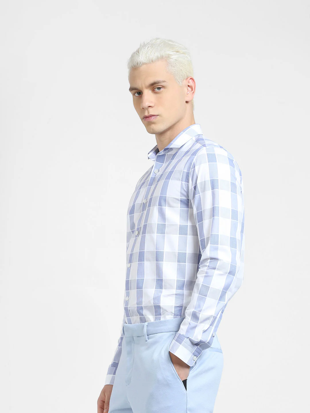 Blue Check Full Sleeves Shirt - Image 3