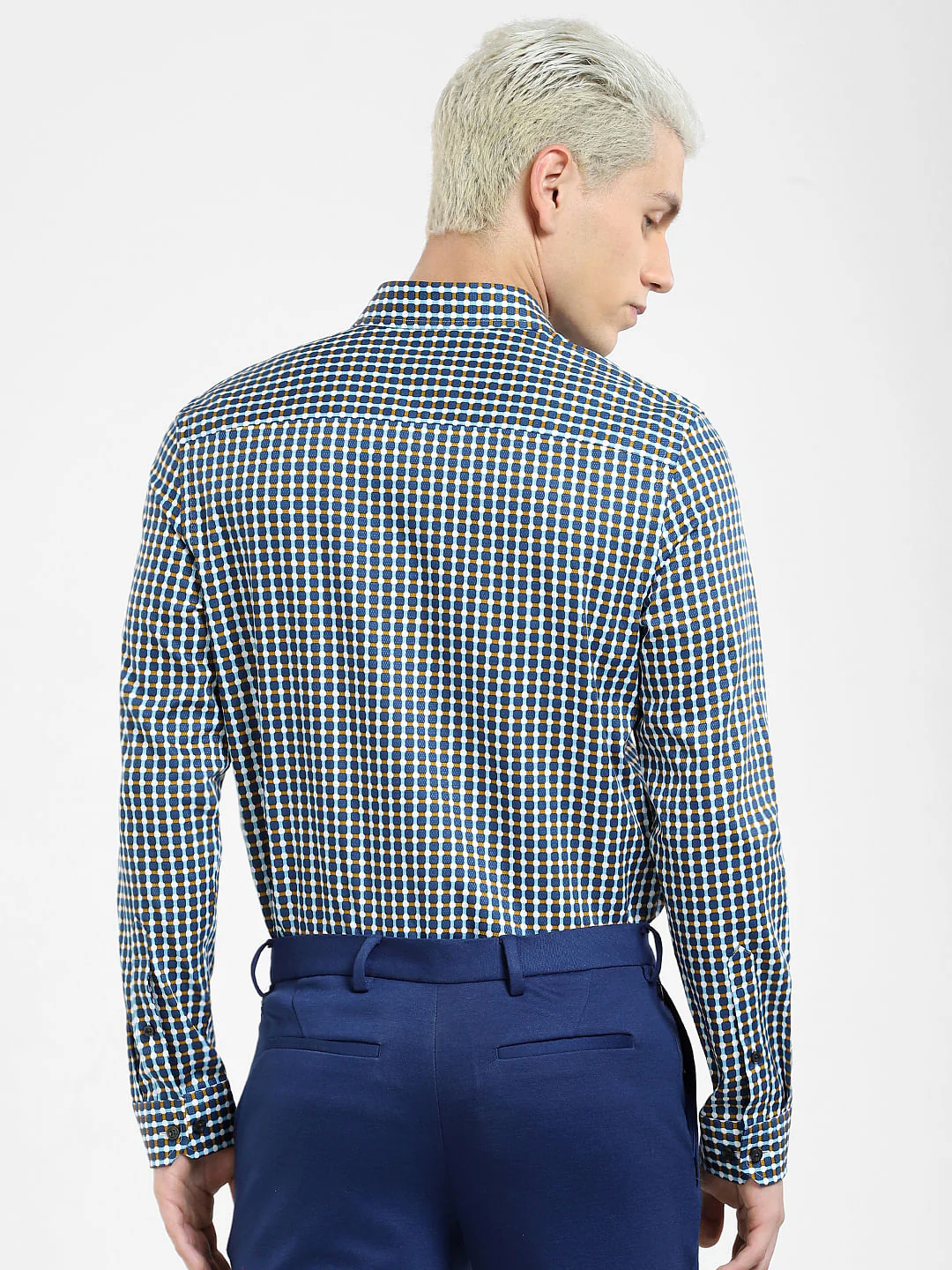 Dark Blue Printed Full Sleeves Shirt - Image 4