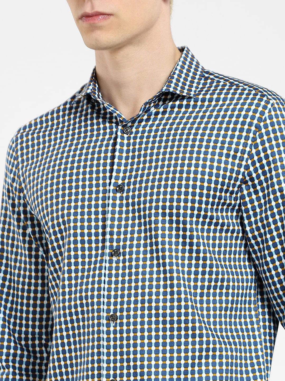 Dark Blue Printed Full Sleeves Shirt - Image 5