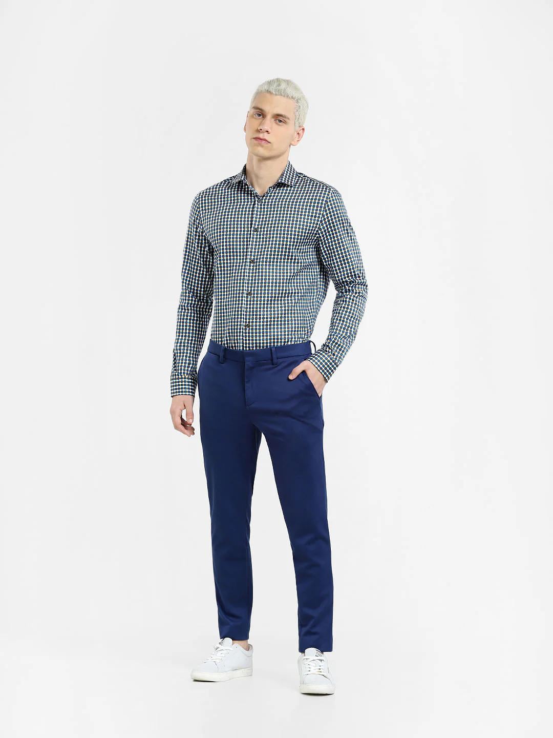 Dark Blue Printed Full Sleeves Shirt - Image 6
