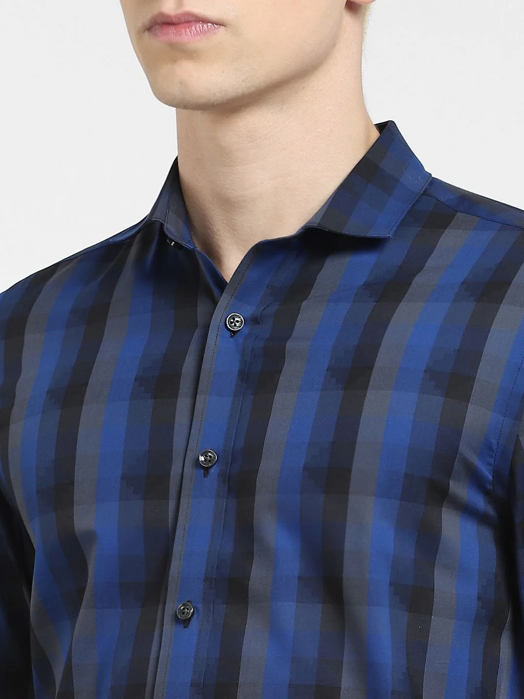 Dark Blue Check Full Sleeves Shirt - Image 5