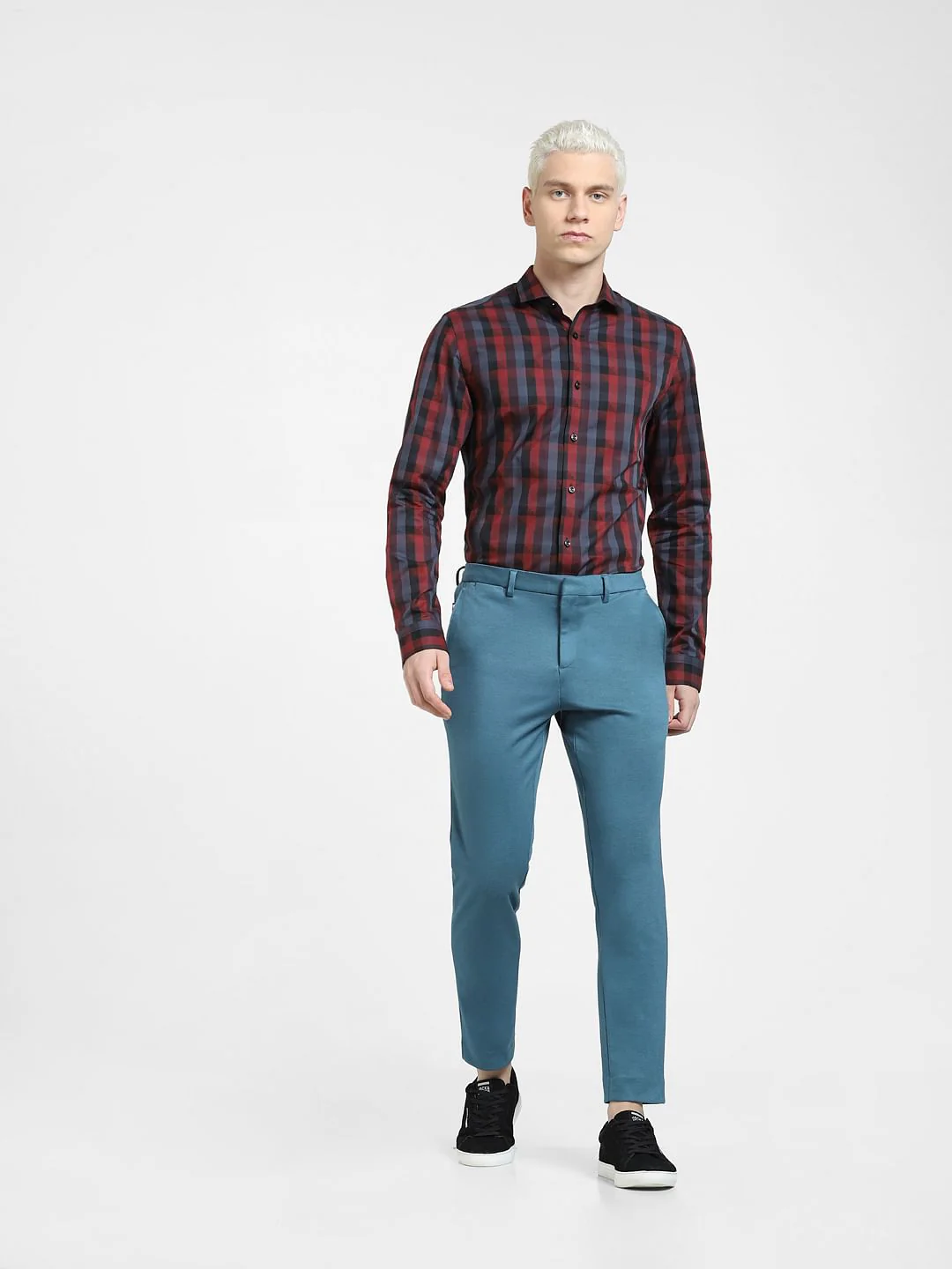 Dark Red Check Full Sleeves Shirt - Image 6
