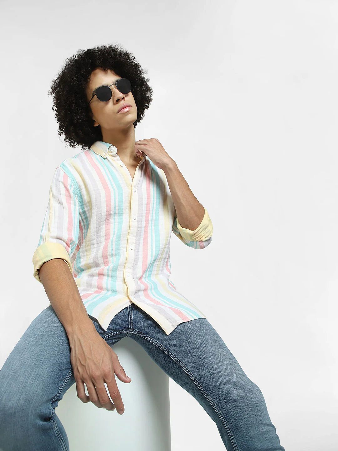 White Striped Full Sleeves Shirt