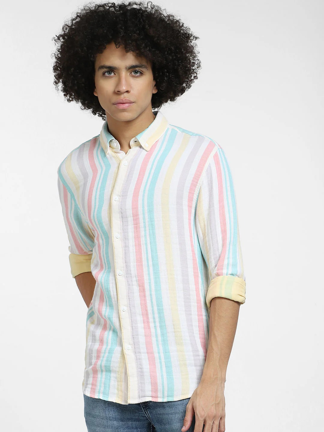 White Striped Full Sleeves Shirt - Image 2