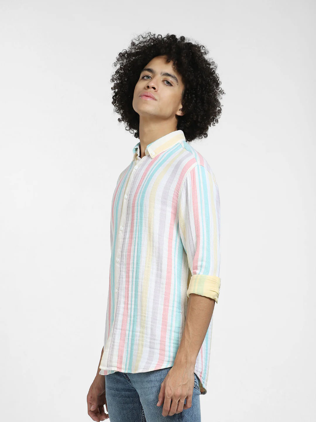 White Striped Full Sleeves Shirt - Image 3