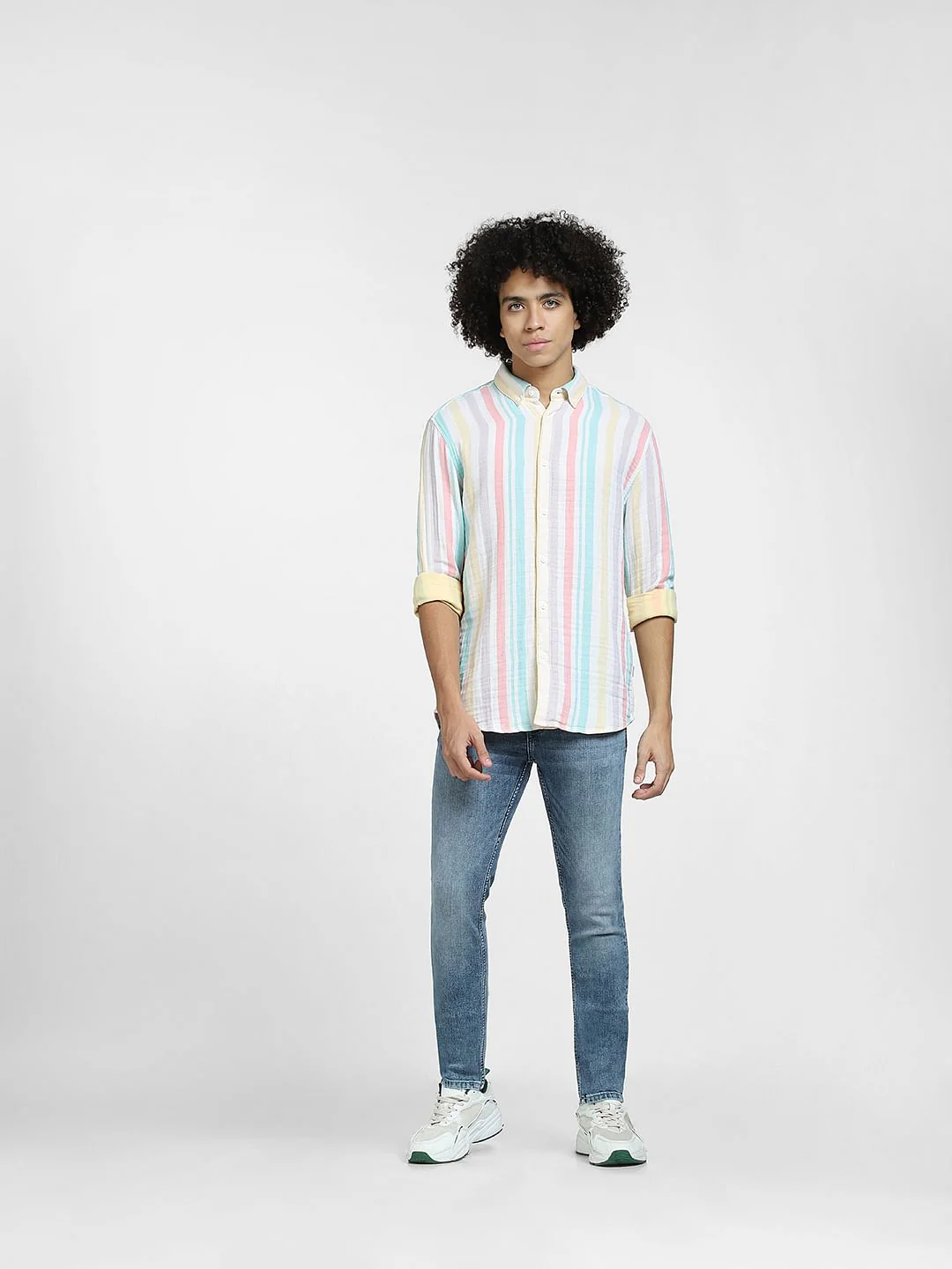 White Striped Full Sleeves Shirt - Image 6