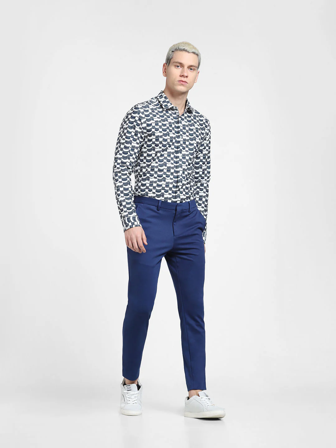 Blue Abstract Print Full Sleeves Shirt - Image 6