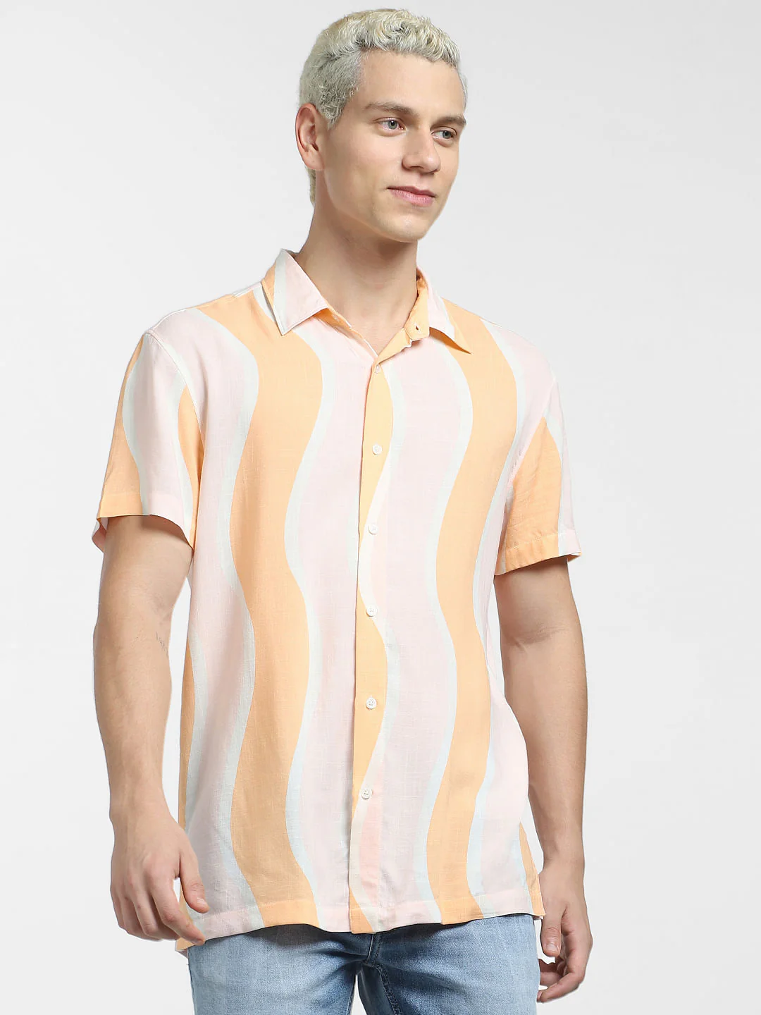 Orange Printed Short Sleeves Shirt - Image 2