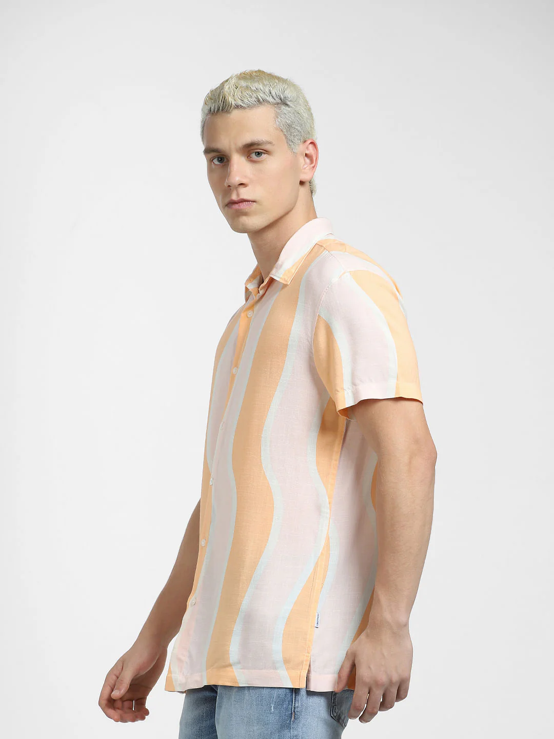 Orange Printed Short Sleeves Shirt - Image 3