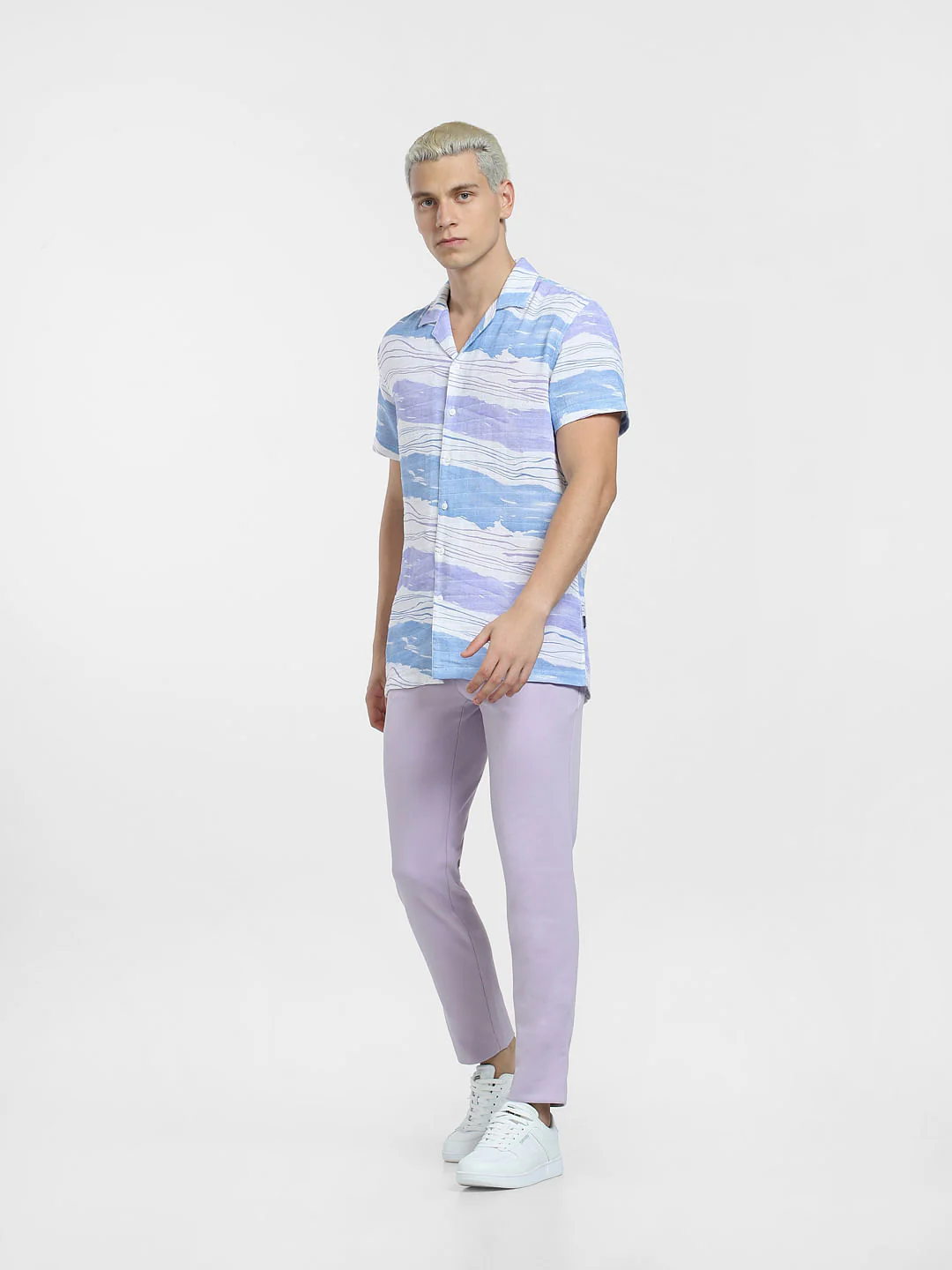 Light Blue Printed Short Sleeves Shirt - Image 6
