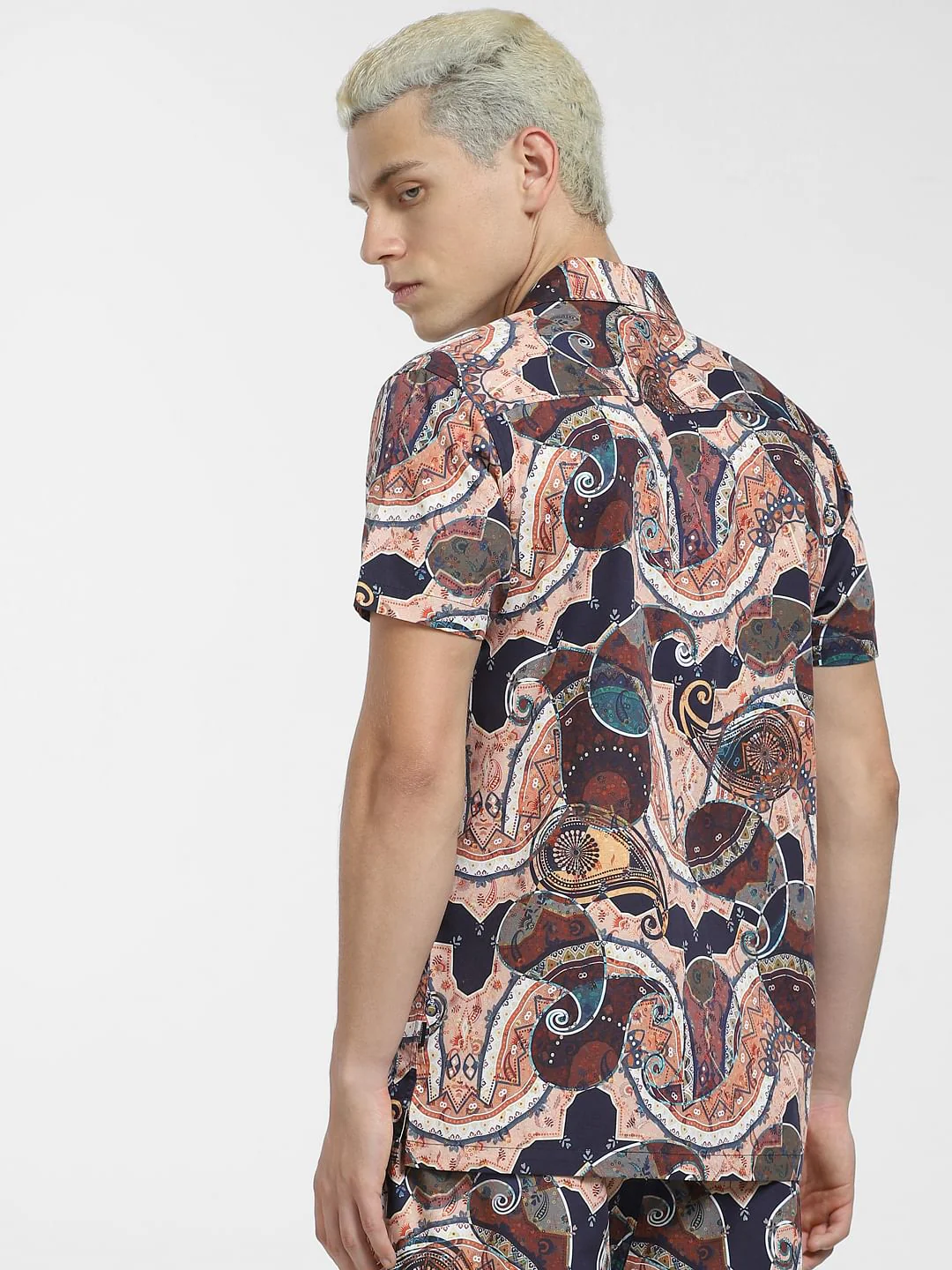Brown Printed Short Sleeves Shirt - Image 4
