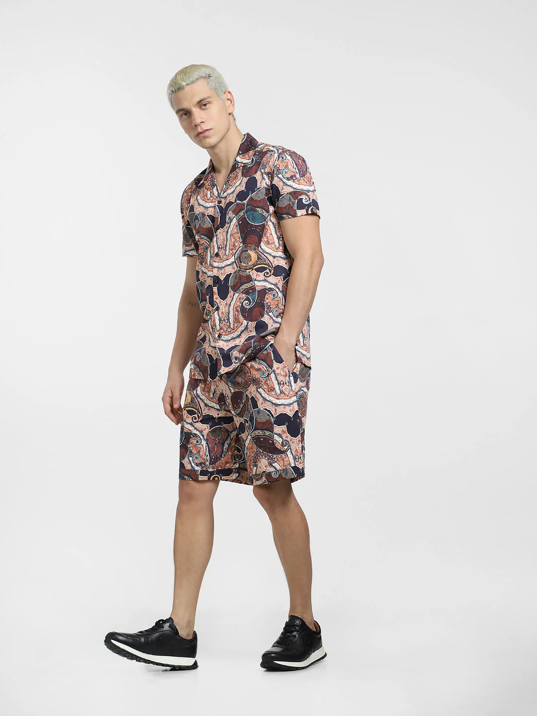 Brown Printed Short Sleeves Shirt - Image 6