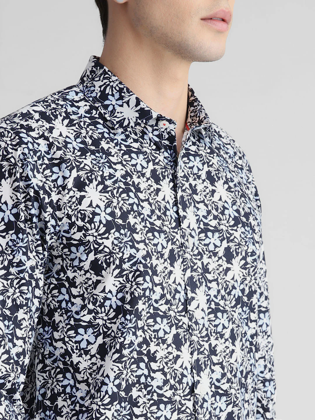 Navy Blue Floral Full Sleeves Shirt - Image 5