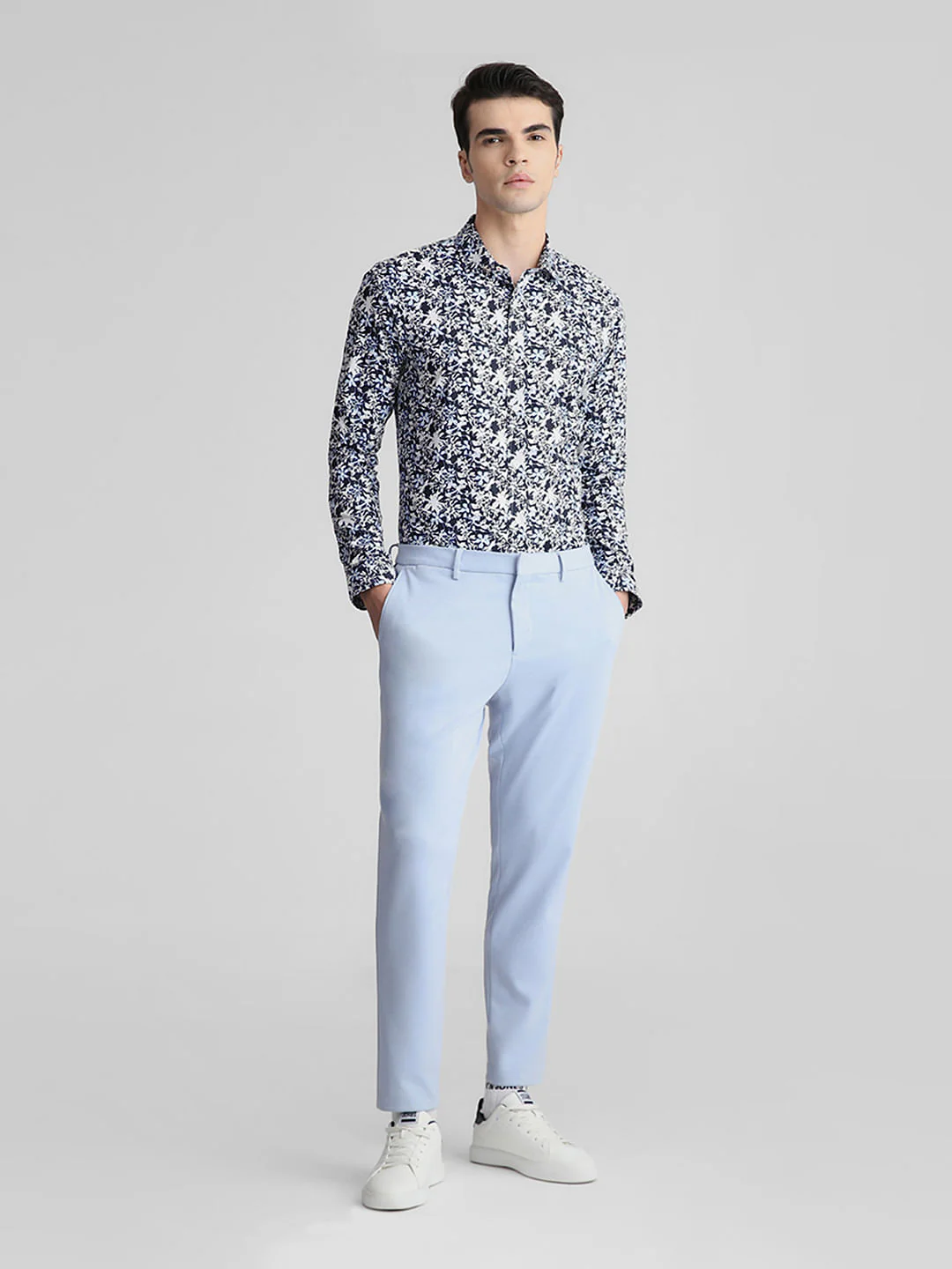 Navy Blue Floral Full Sleeves Shirt - Image 6