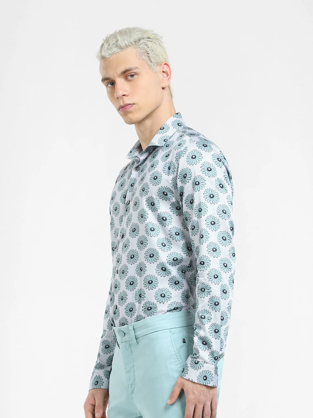 White Floral Full Sleeves Shirt - Image 3