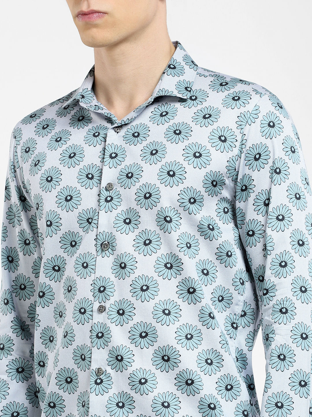 White Floral Full Sleeves Shirt - Image 5