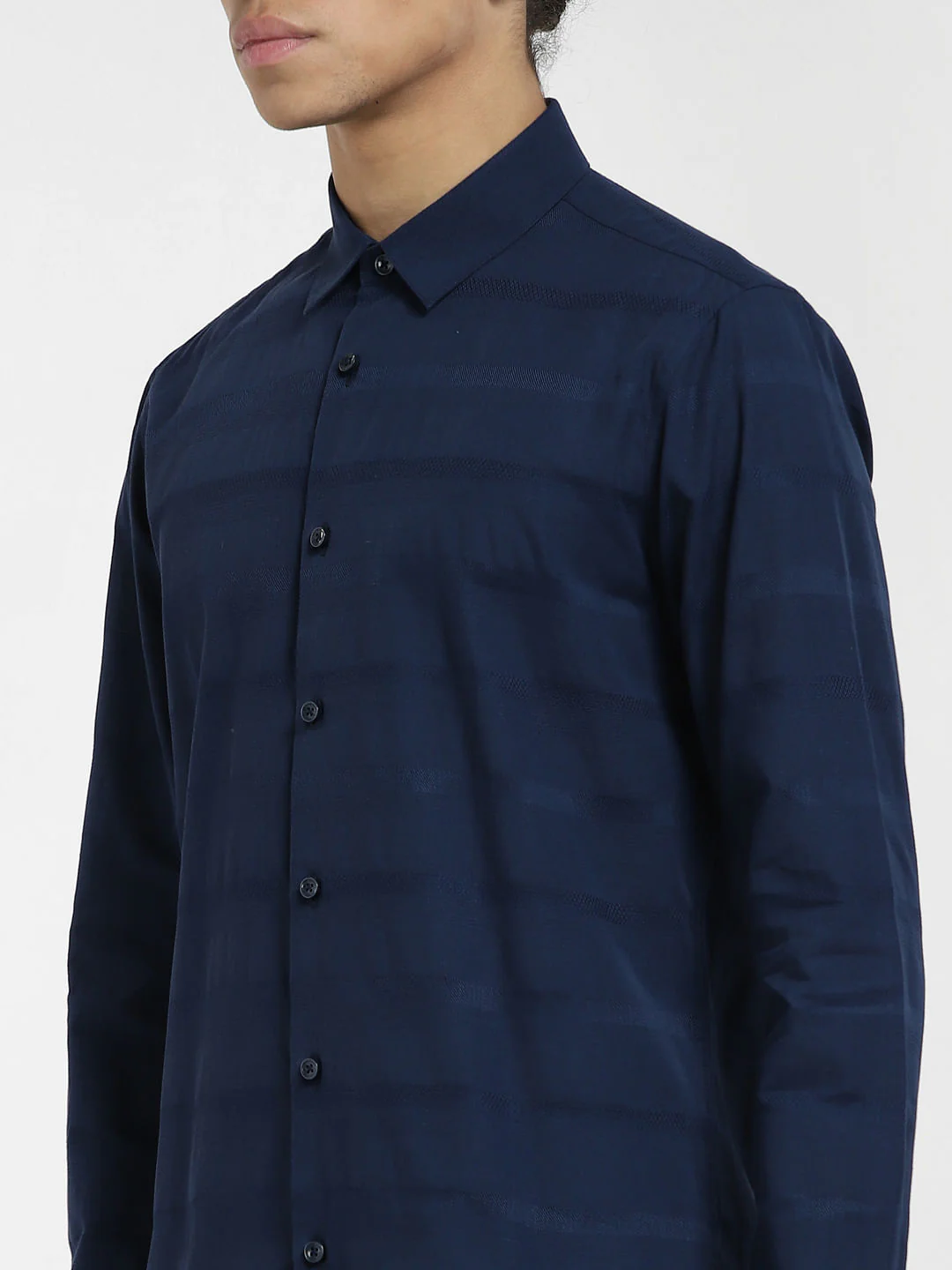 Navy Blue Striped Full Sleeves Shirt - Image 5