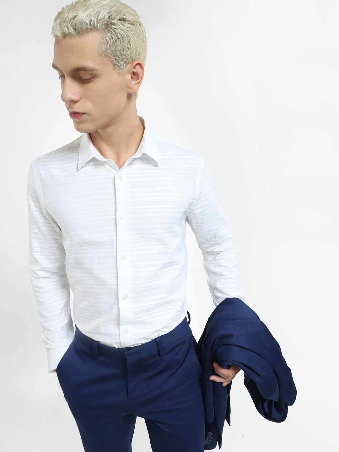 White Striped Full Sleeves Shirt