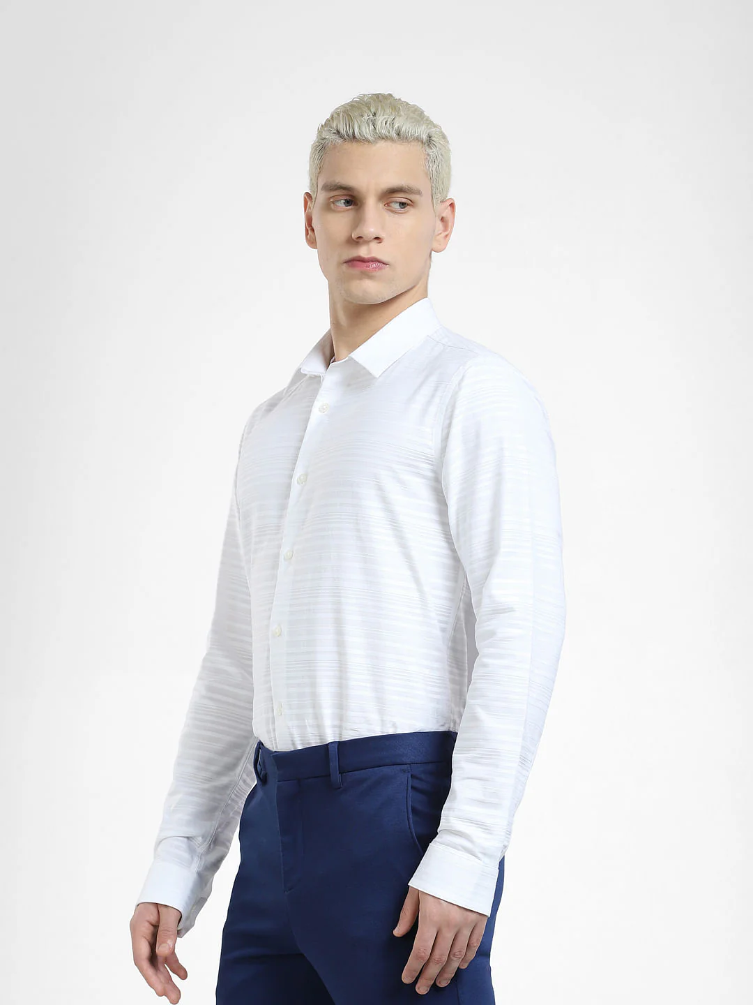 White Striped Full Sleeves Shirt - Image 3