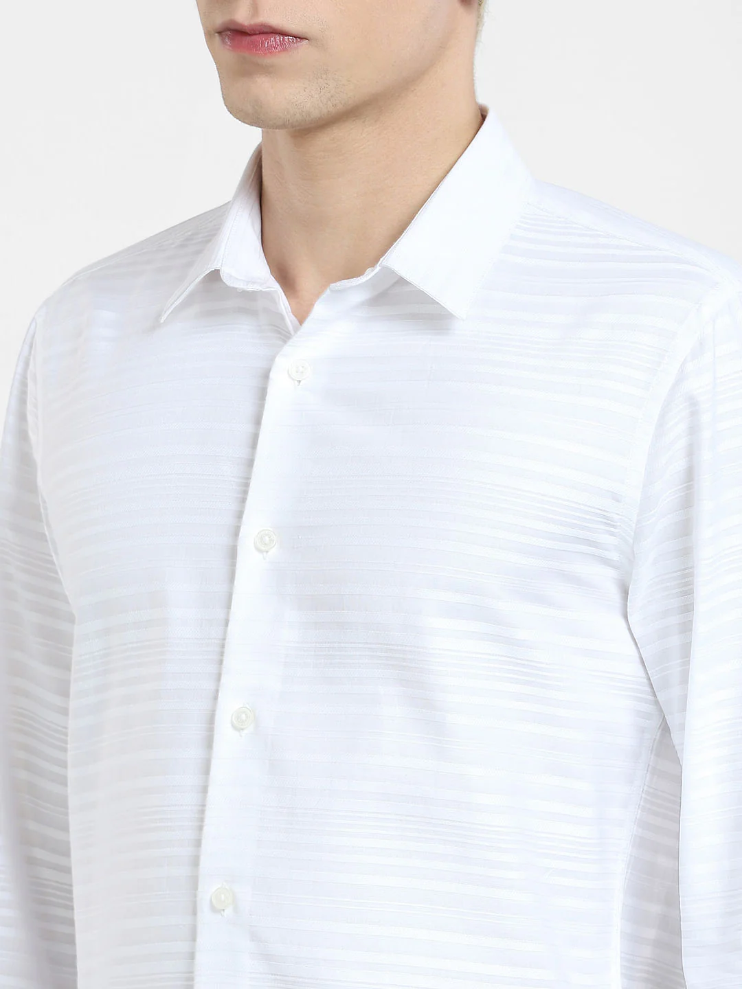 White Striped Full Sleeves Shirt - Image 5