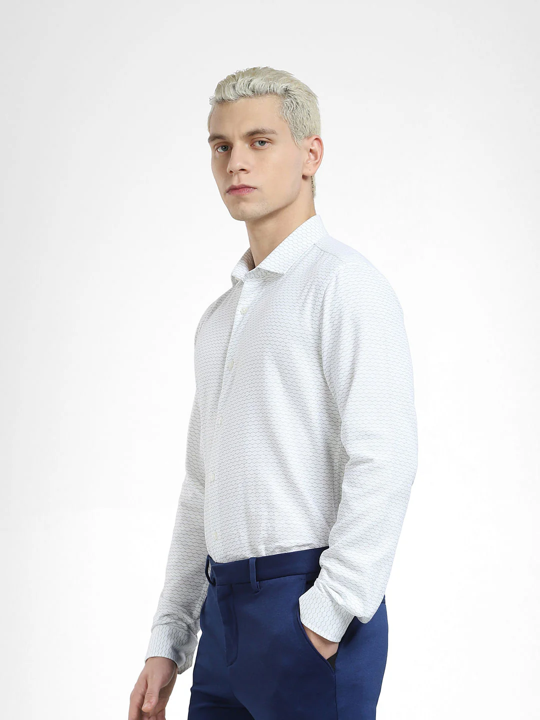 White Printed Full Sleeves Shirt - Image 3