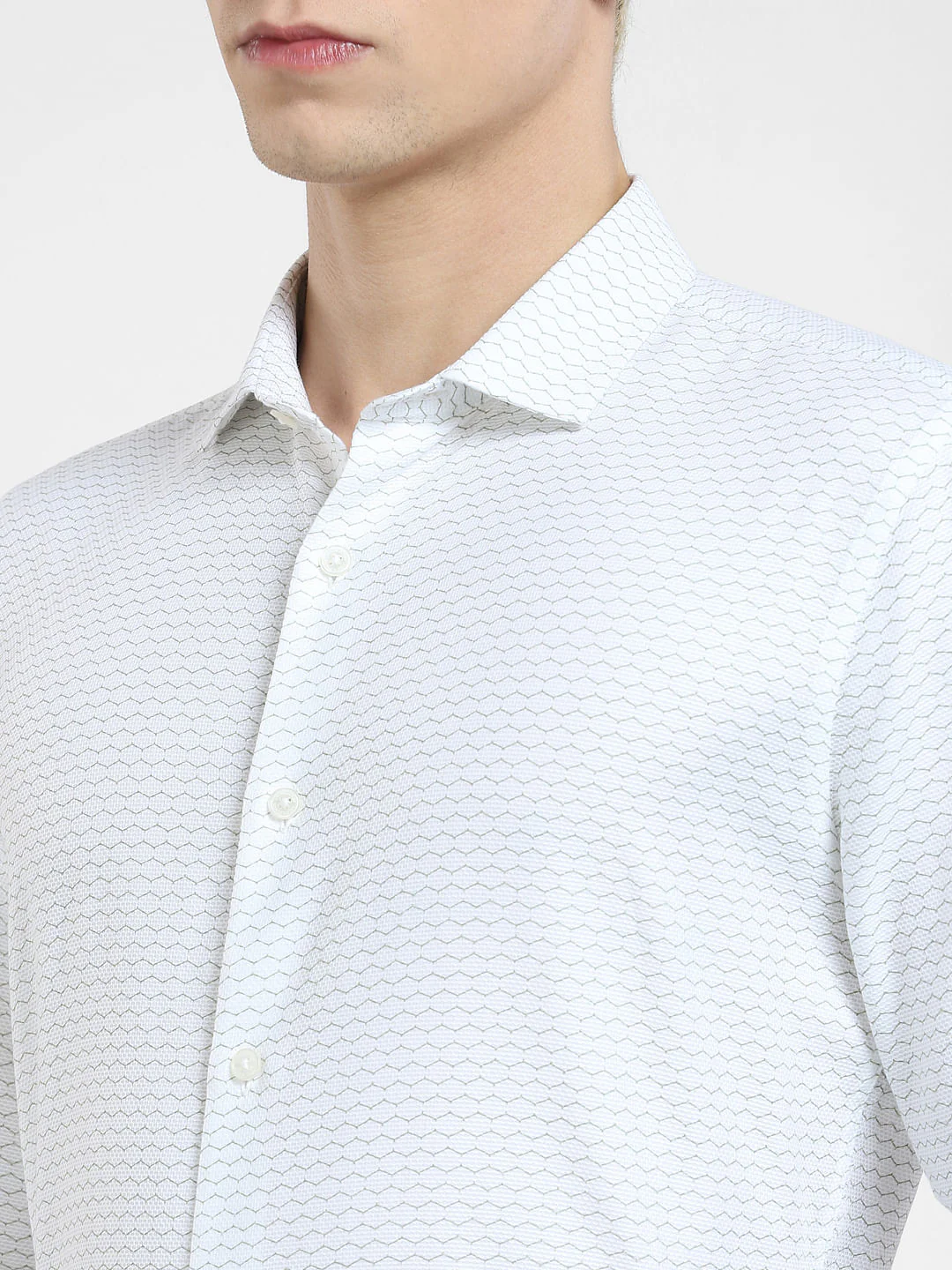 White Printed Full Sleeves Shirt - Image 5