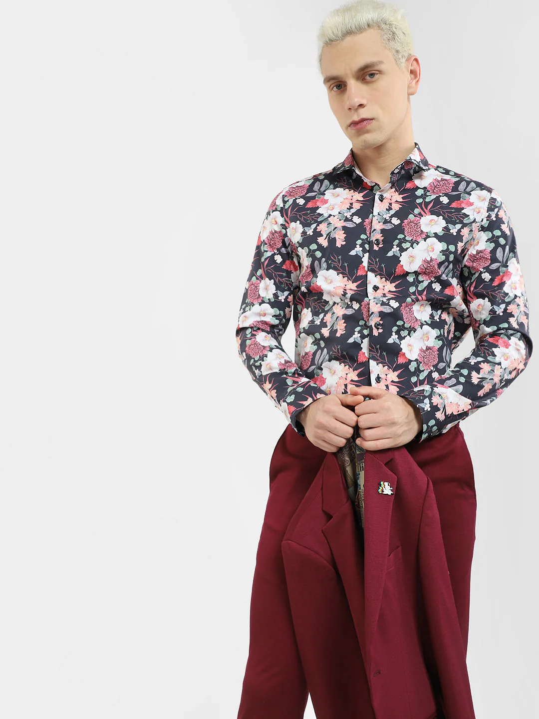 Mauve Floral Full Sleeves Shirt