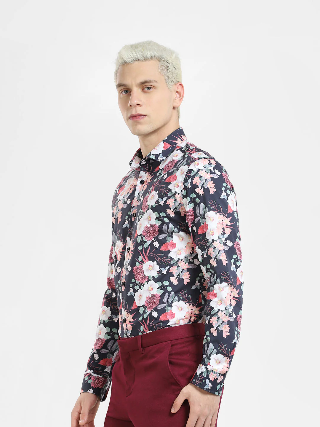 Mauve Floral Full Sleeves Shirt - Image 3