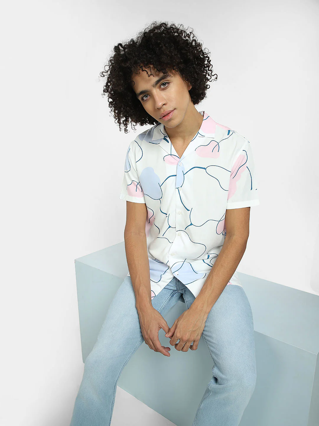 Lilac Printed Short Sleeves Shirt