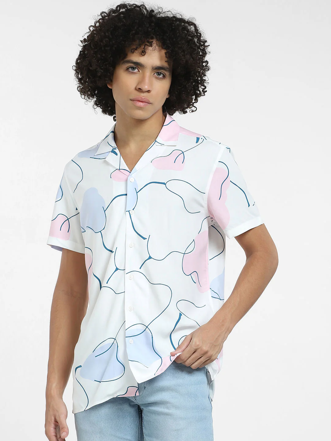 Lilac Printed Short Sleeves Shirt - Image 2