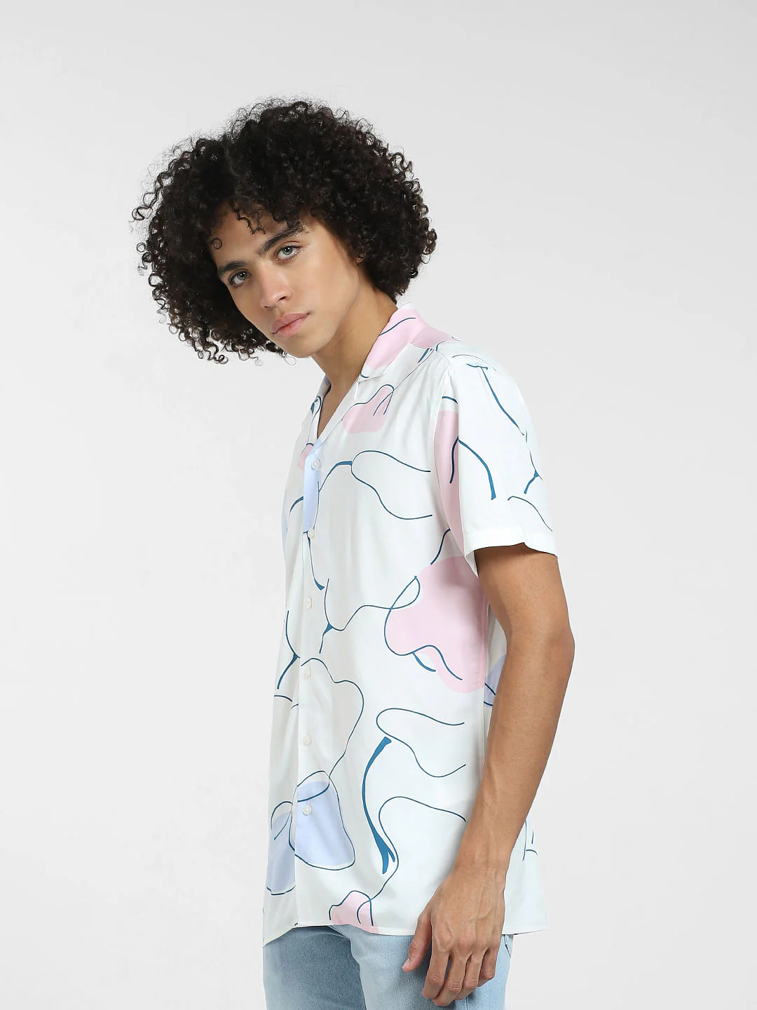 Lilac Printed Short Sleeves Shirt - Image 3