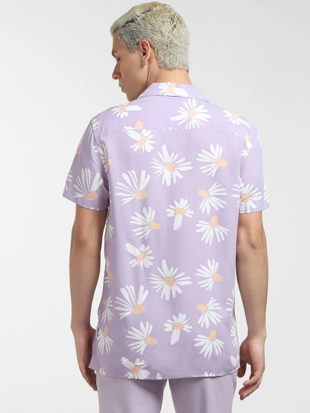 Purple Floral Print Short Sleeves Shirt - Image 4