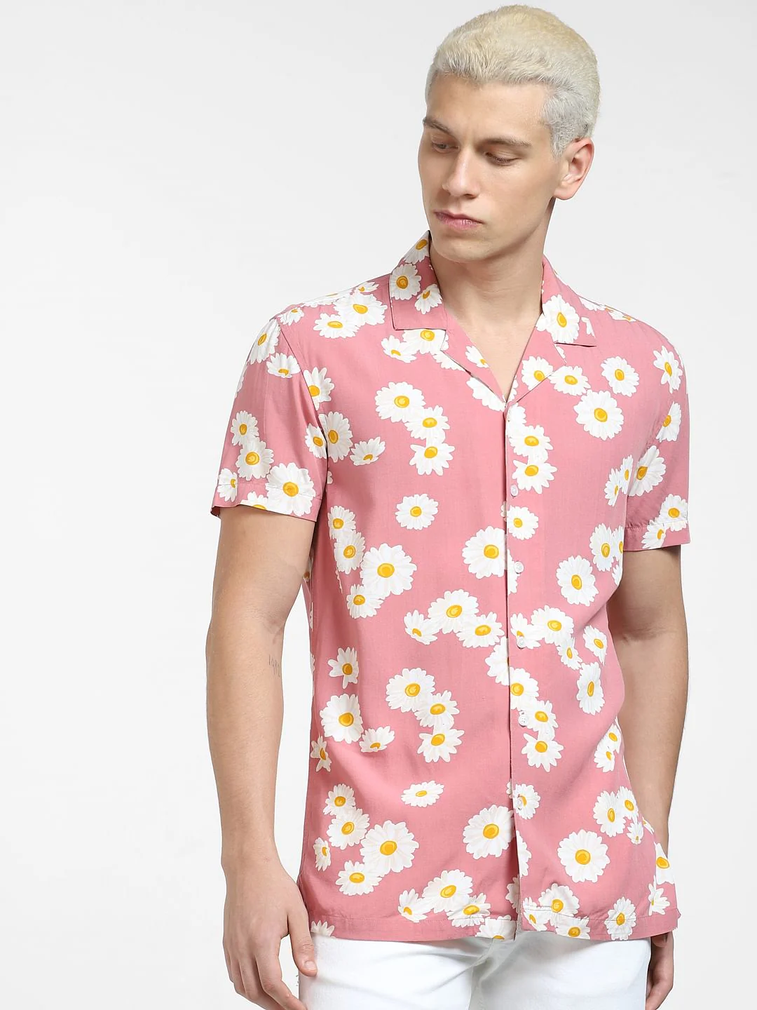 Pink Floral Print Short Sleeves Shirt - Image 2