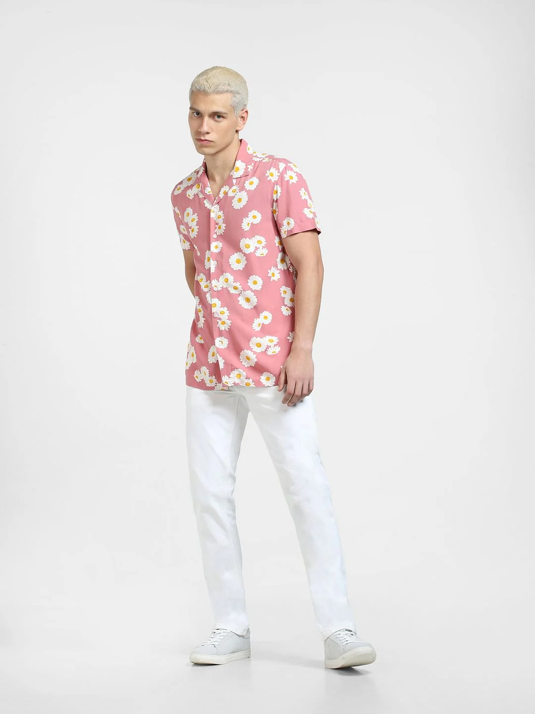 Pink Floral Print Short Sleeves Shirt - Image 6