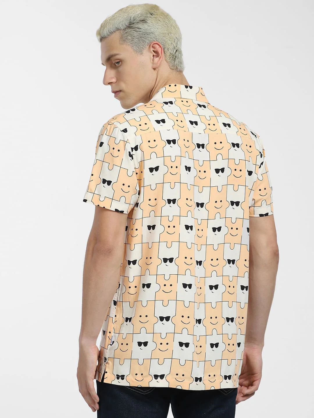 Peach Printed Short Sleeves Shirt - Image 4