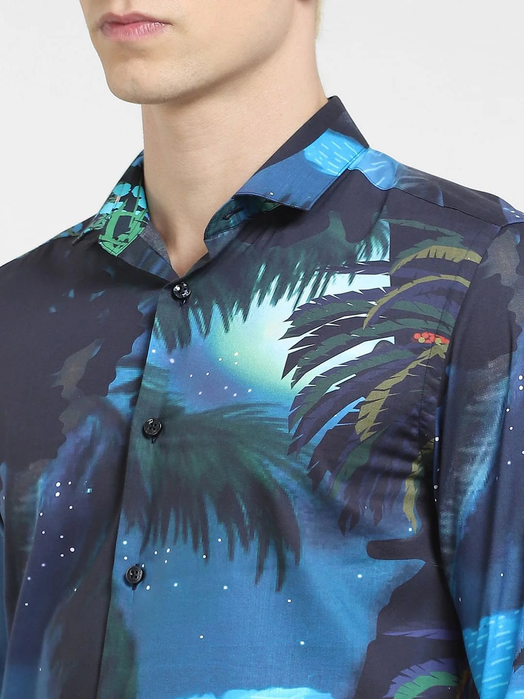 Blue Printed Full Sleeves Shirt - Image 5