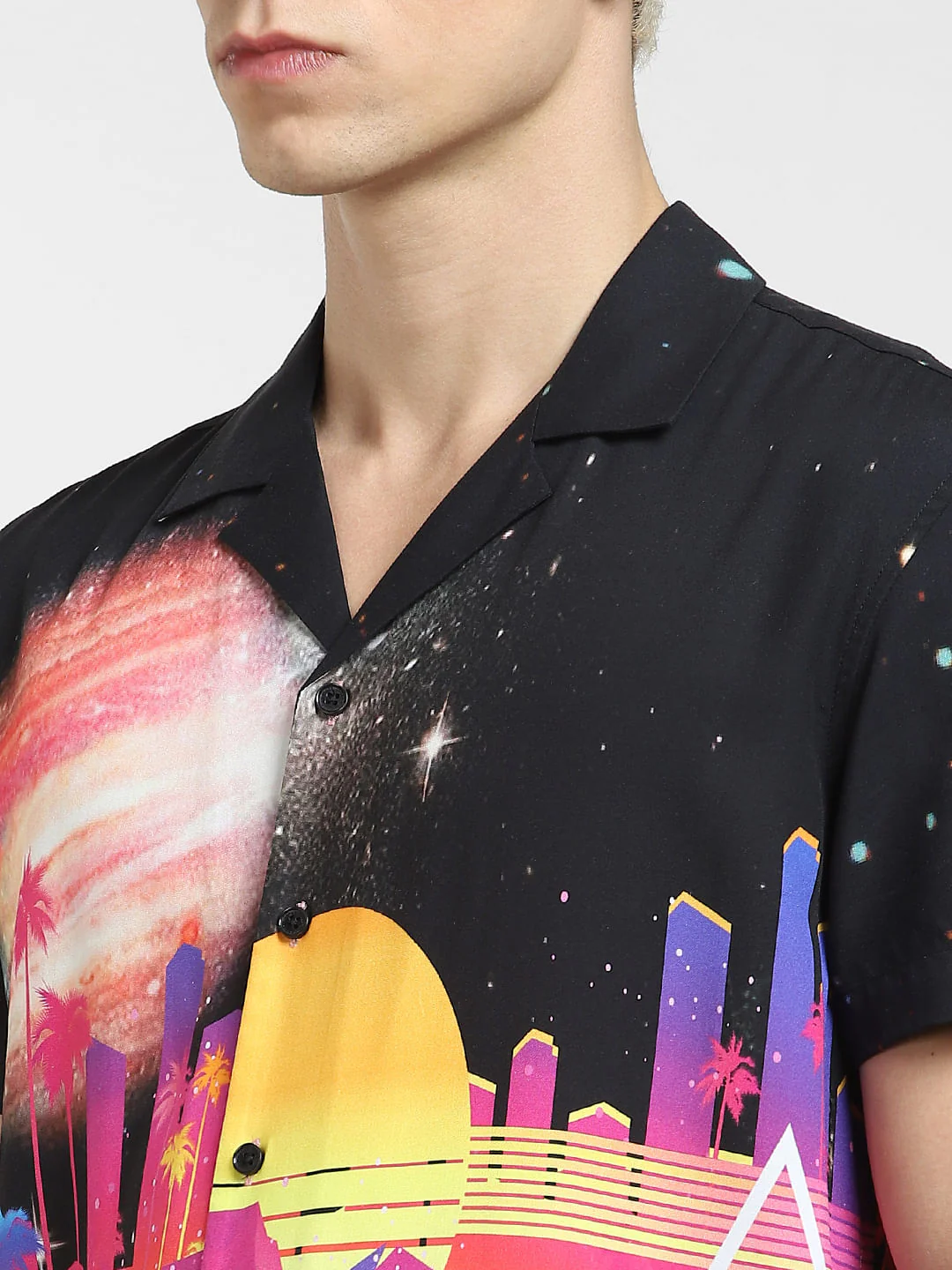METAVERSE Black Graphic Print Short Sleeves Shirt - Image 5