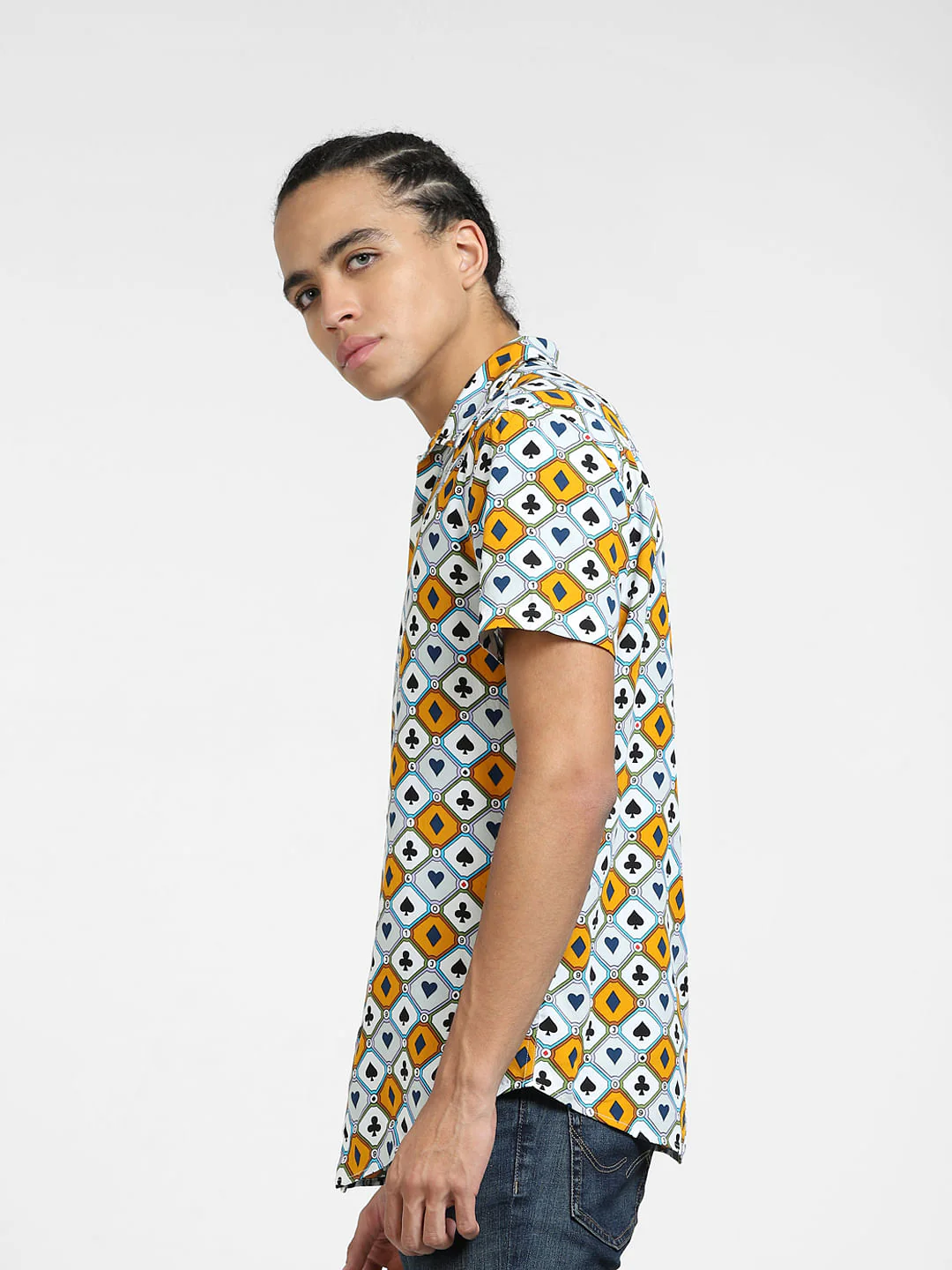 Blue Printed Short Sleeves Shirt - Image 3