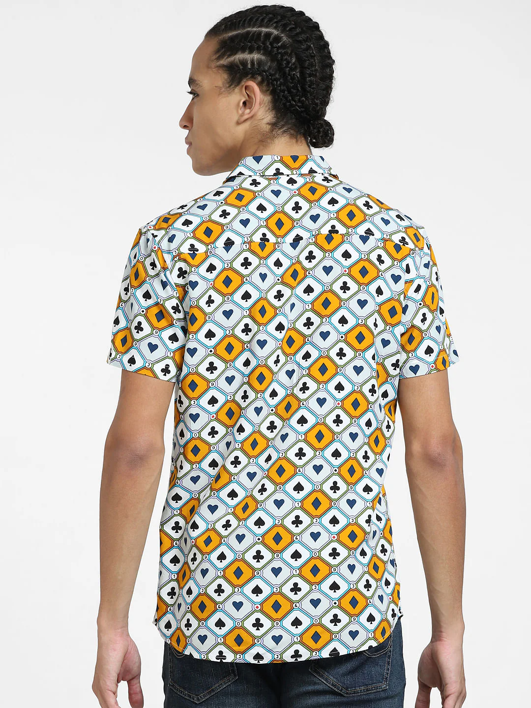 Blue Printed Short Sleeves Shirt - Image 4