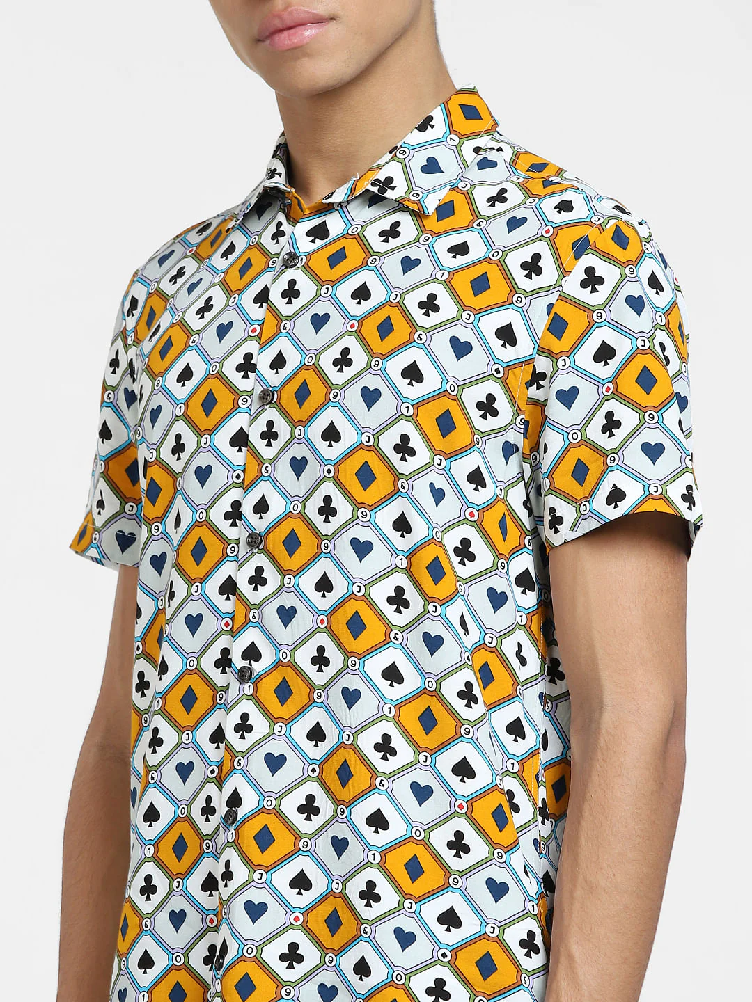 Blue Printed Short Sleeves Shirt - Image 5