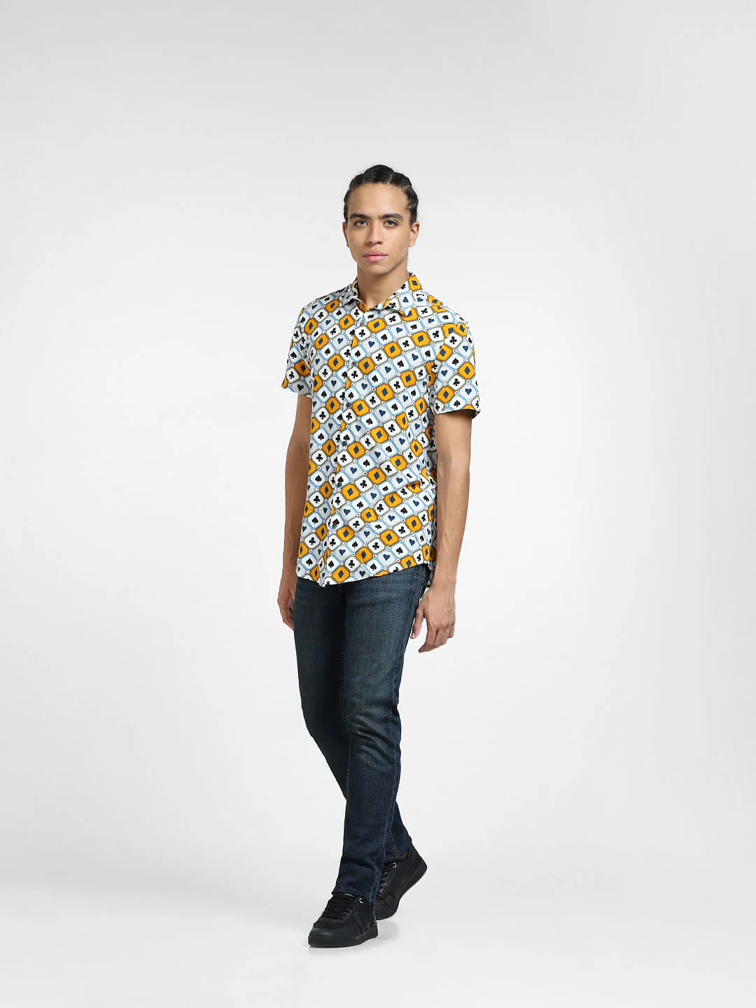 Blue Printed Short Sleeves Shirt - Image 6