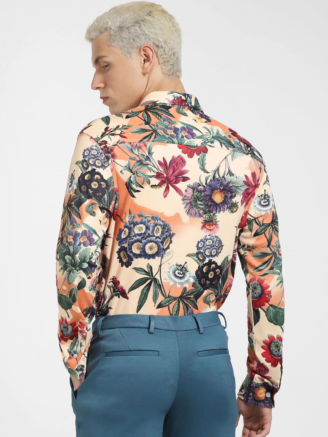 Peach Floral Full Sleeves Shirt - Image 4