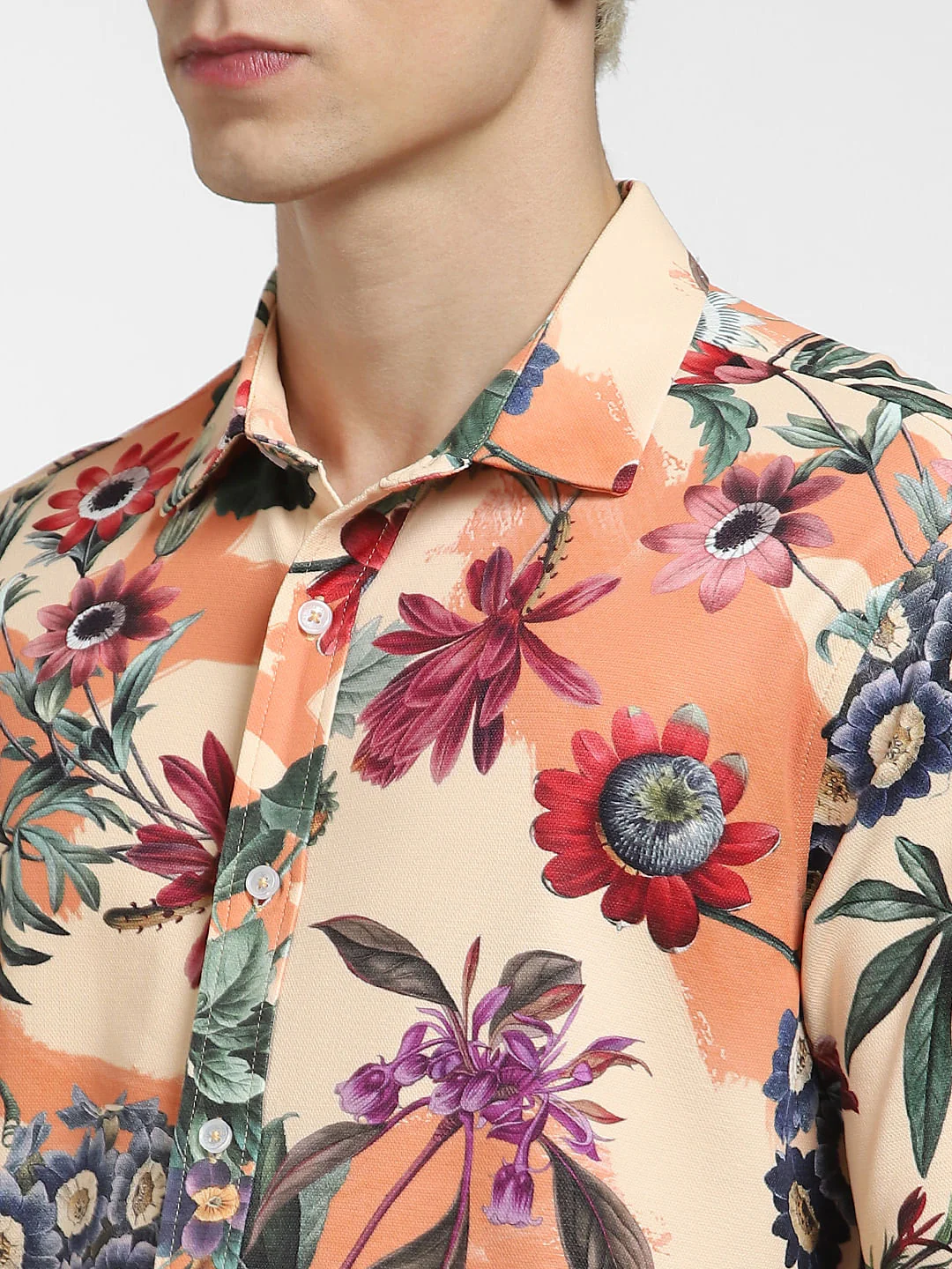 Peach Floral Full Sleeves Shirt - Image 5