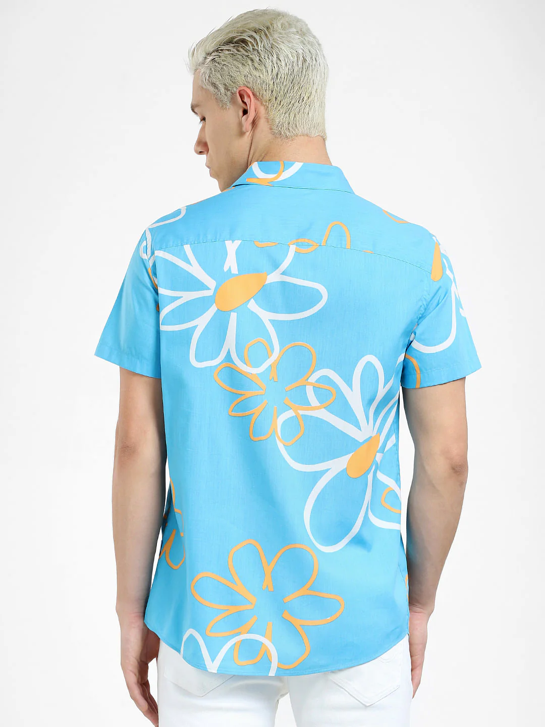 Blue Floral Short Sleeves Shirt - Image 4