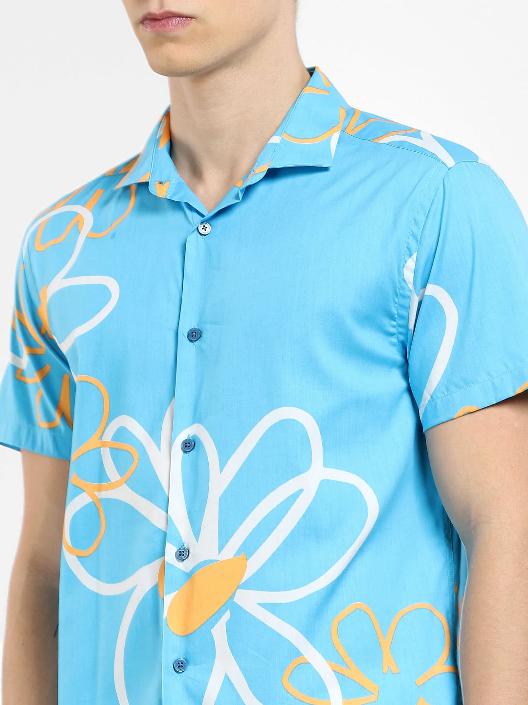 Blue Floral Short Sleeves Shirt - Image 5