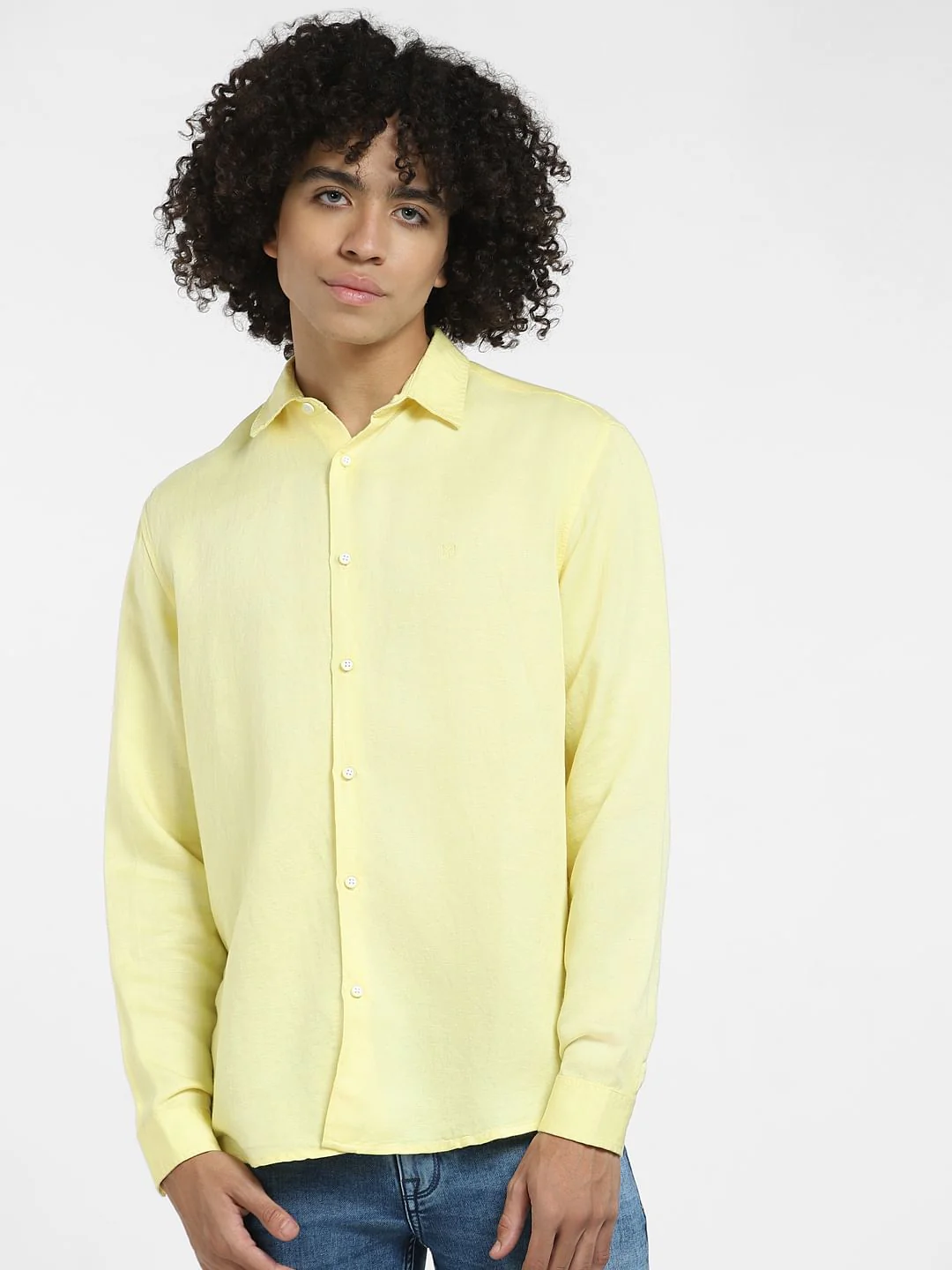 Yellow Linen Full Sleeves Shirt - Image 2
