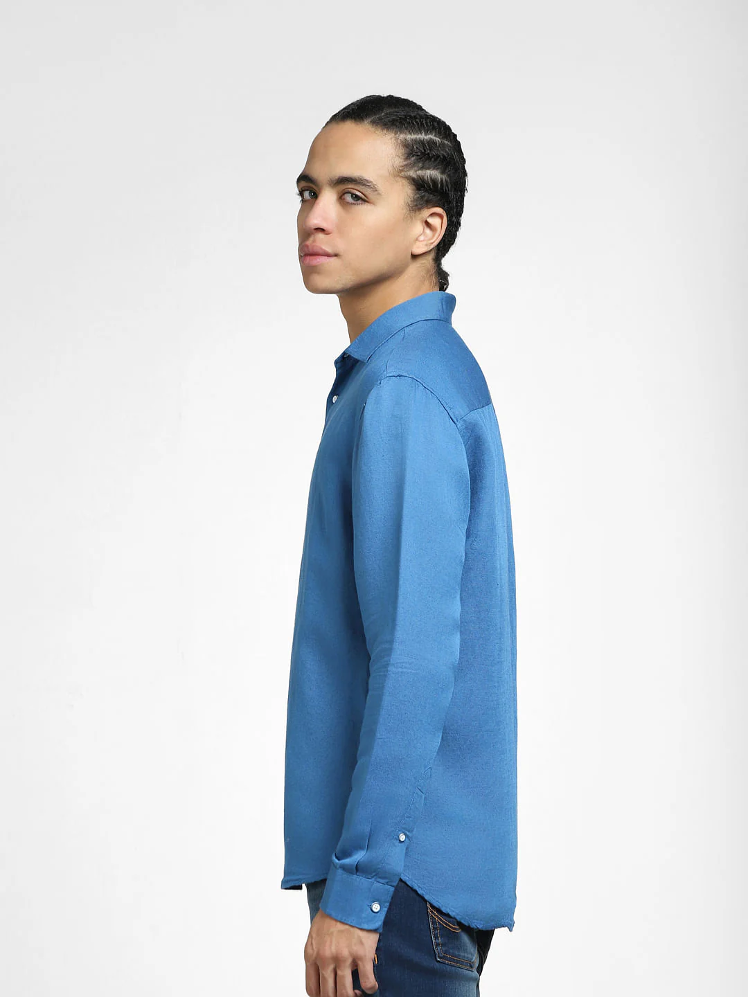 Blue Linen Full Sleeves Shirt - Image 3
