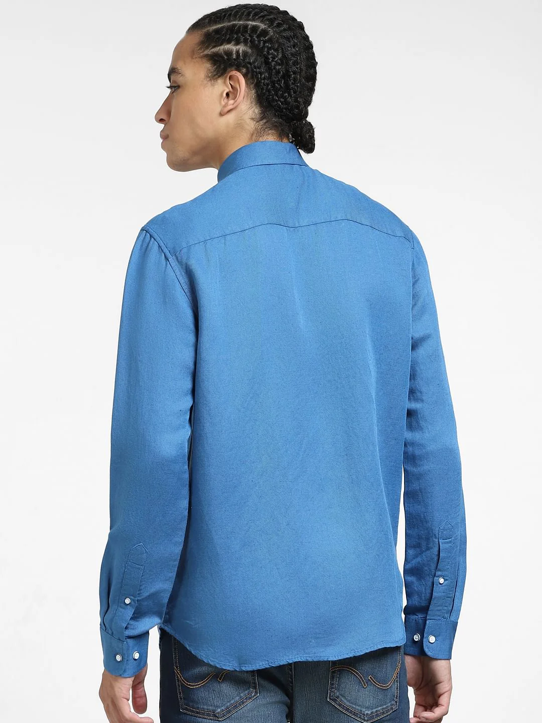 Blue Linen Full Sleeves Shirt - Image 4