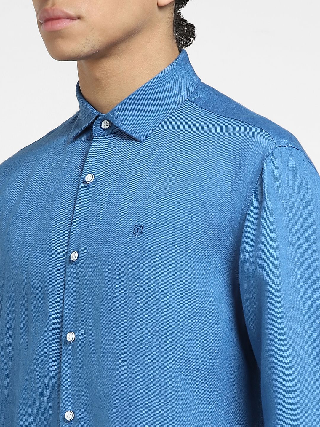 Blue Linen Full Sleeves Shirt - Image 5