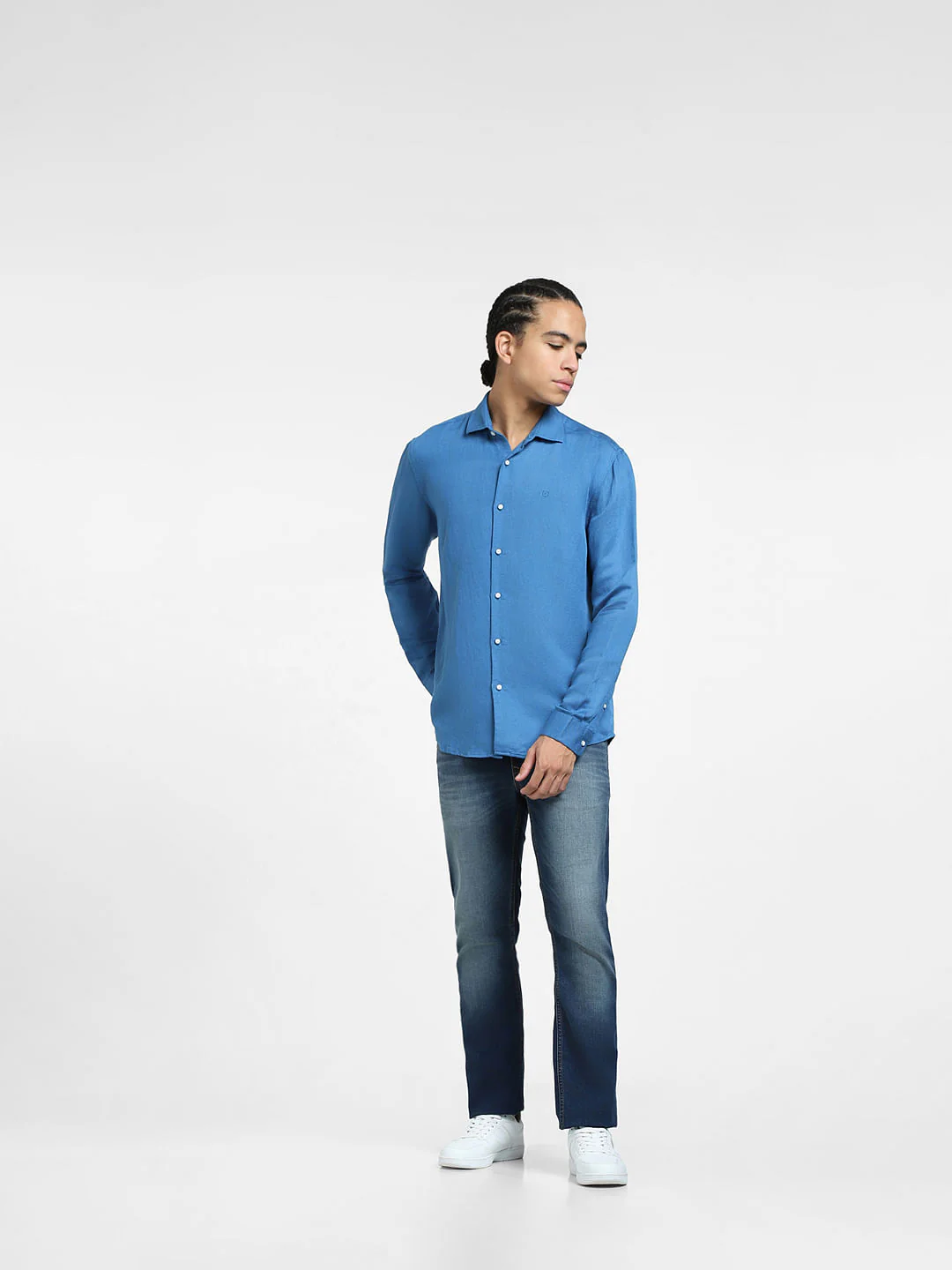 Blue Linen Full Sleeves Shirt - Image 6